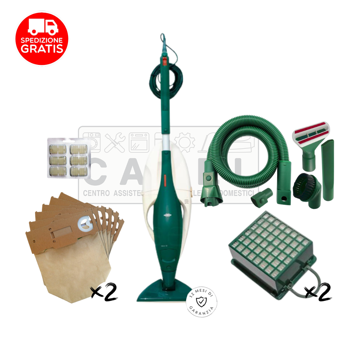 SCOPA ELETTRICA VORWERK FOLLETTO VK131 + SACCHETTI EXTRA, DOPPI FILTRI E KIT TUBI