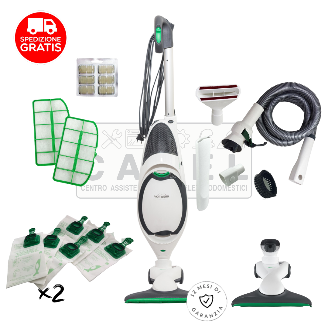SCOPA ELETTRICA VORWERK FOLLETTO VK150 + SACCHETTI EXTRA, DOPPI FILTRI E KIT TUBI