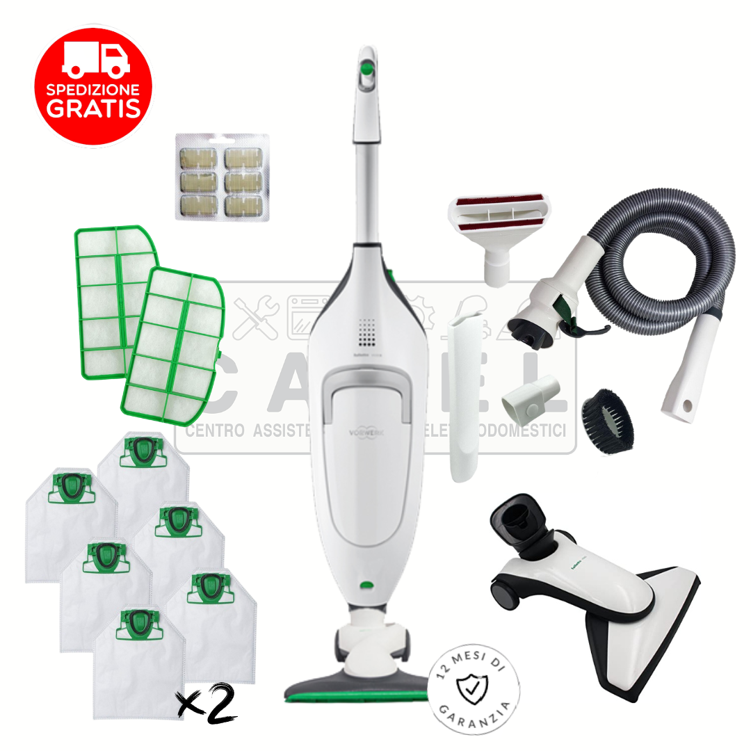 SCOPA ELETTRICA VORWERK FOLLETTO VK220S ASSEMBLATO (NUOVO) + SACCHETTI EXTRA, DOPPI FILTRI E KIT TUBI