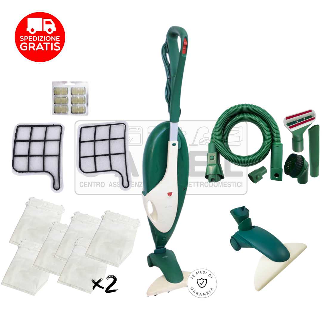 SCOPA ELETTRICA VORWERK FOLLETTO VK135 + SACCHETTI EXTRA, DOPPI FILTRI E KIT TUBI