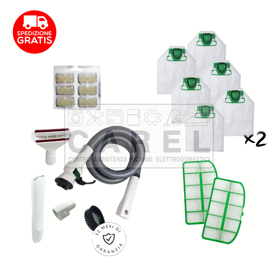 SCOPA ELETTRICA VORWERK FOLLETTO VK220S ASSEMBLATO (NUOVO) + SACCHETTI EXTRA, DOPPI FILTRI E KIT TUBI