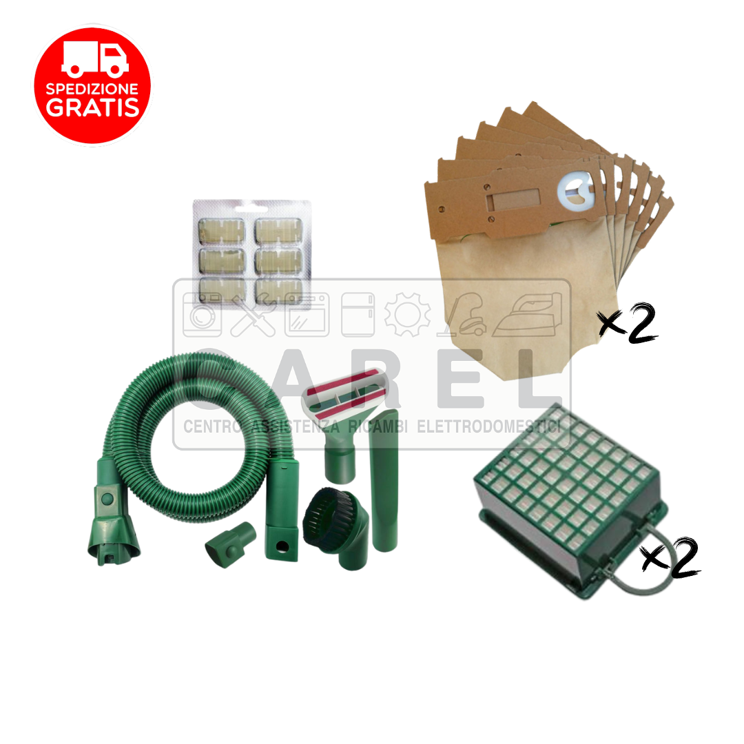 SCOPA ELETTRICA VORWERK FOLLETTO VK131 + SACCHETTI EXTRA, DOPPI FILTRI E KIT TUBI