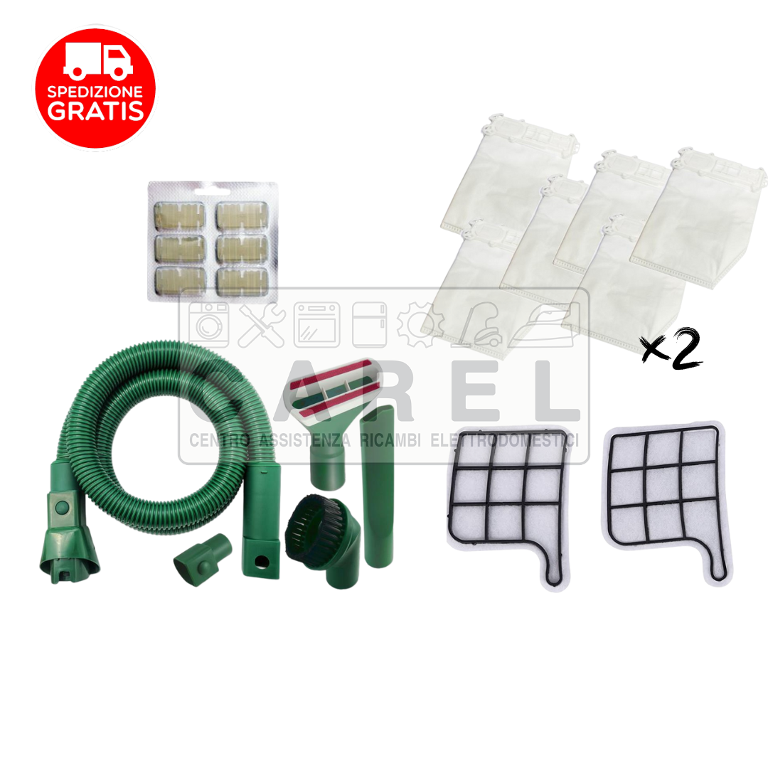 SCOPA ELETTRICA VORWERK FOLLETTO VK135 + SACCHETTI EXTRA, DOPPI FILTRI E KIT TUBI