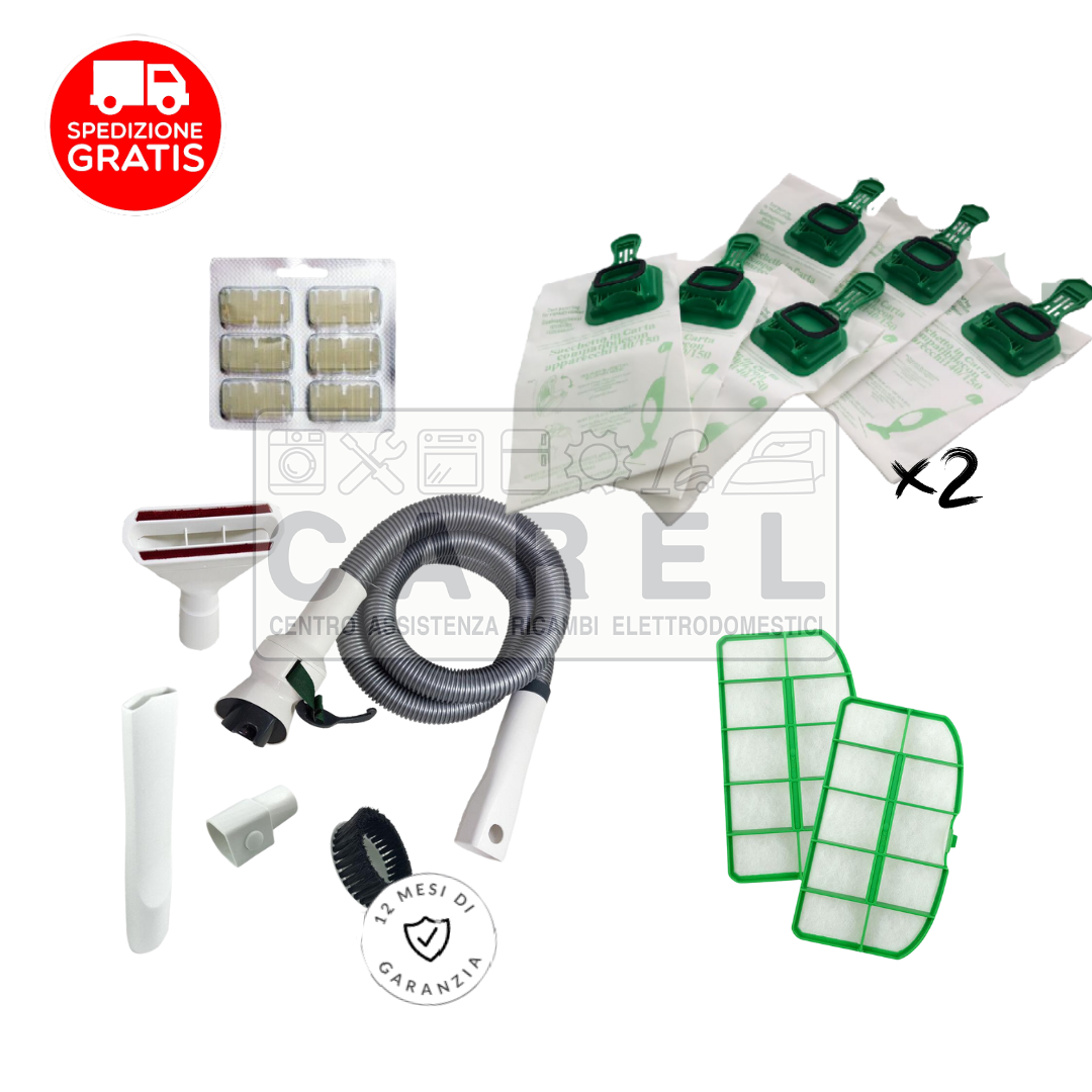 SCOPA ELETTRICA VORWERK FOLLETTO VK150 + SACCHETTI EXTRA, DOPPI FILTRI E KIT TUBI